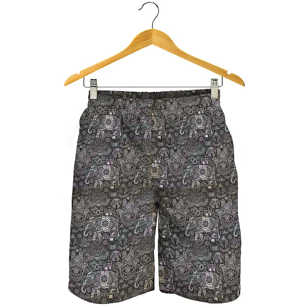 Indian Boho Elephant Pattern Print Men's Shorts