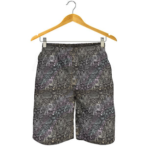 Indian Boho Elephant Pattern Print Men's Shorts