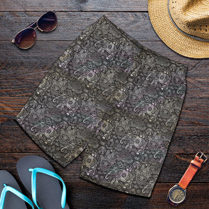 Indian Boho Elephant Pattern Print Men's Shorts