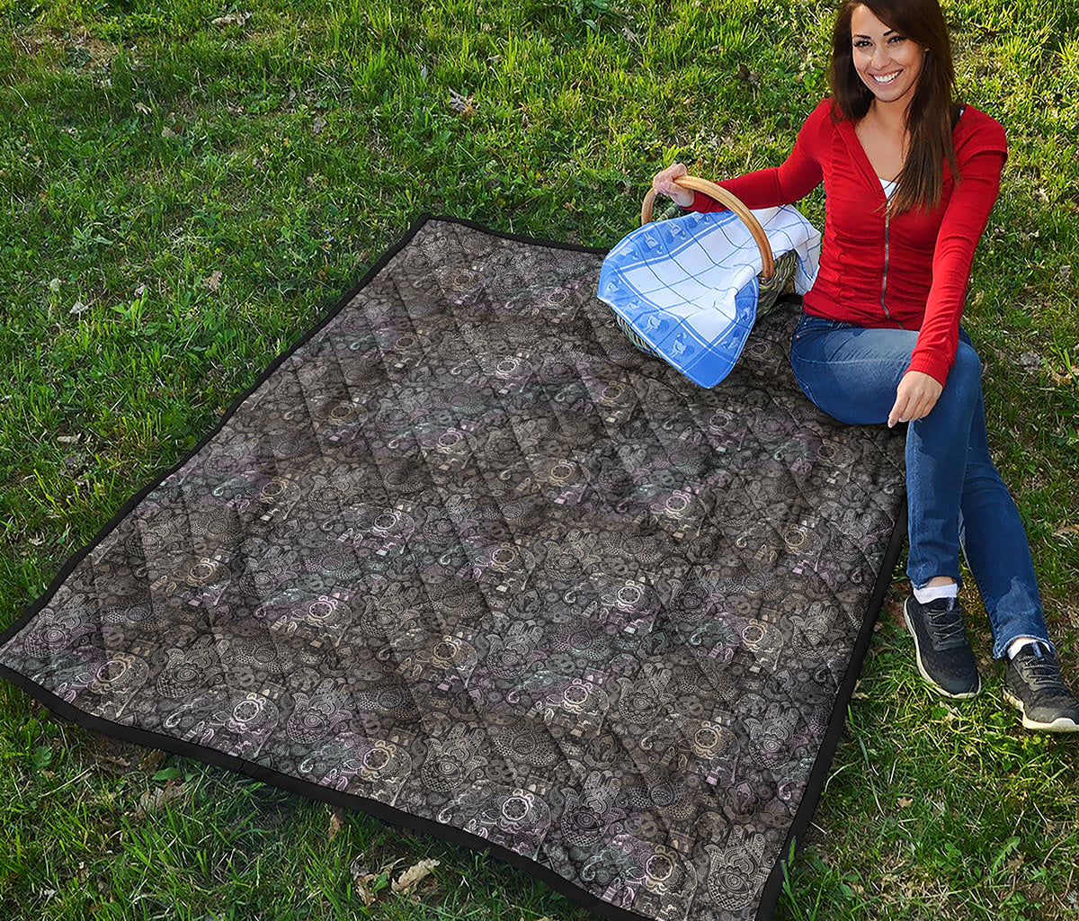 Indian Boho Elephant Pattern Print Quilt