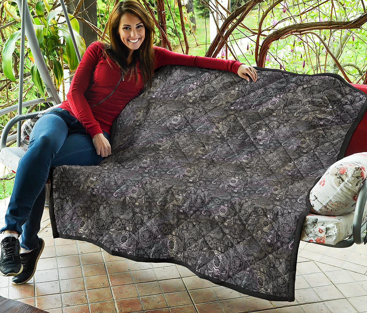 Indian Boho Elephant Pattern Print Quilt