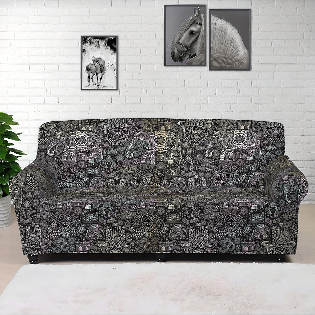 Indian Boho Elephant Pattern Print Sofa Cover