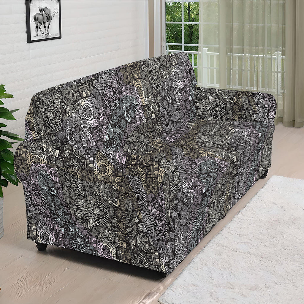 Indian Boho Elephant Pattern Print Sofa Cover
