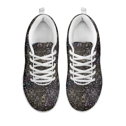 Indian Boho Elephant Pattern Print White Sneakers