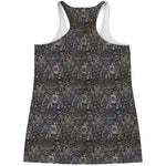 Indian Boho Elephant Pattern Print Women's Racerback Tank Top