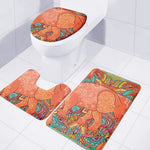 Indian Boho Hippie Elephant Print 3 Piece Bath Mat Set