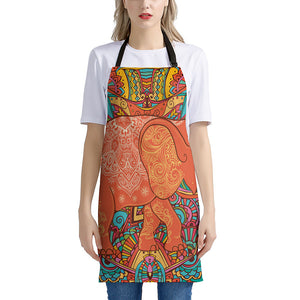 Indian Boho Hippie Elephant Print Apron