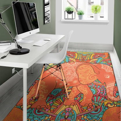 Indian Boho Hippie Elephant Print Area Rug