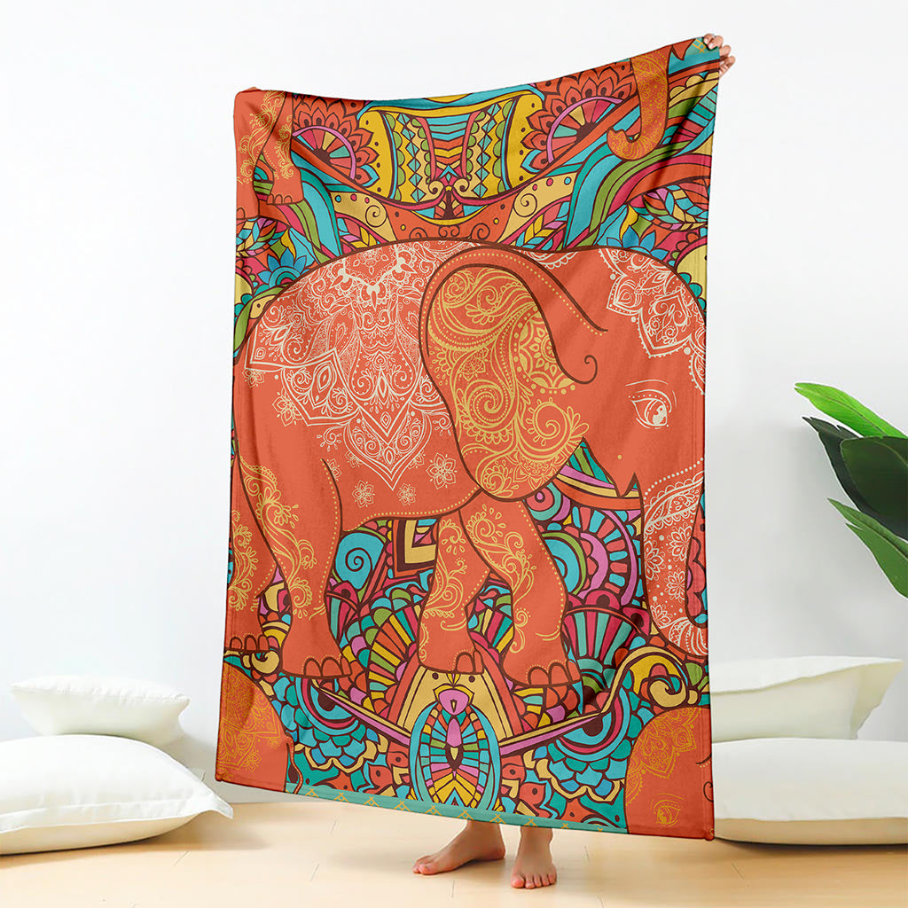 Indian Boho Hippie Elephant Print Blanket