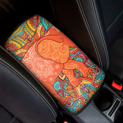 Indian Boho Hippie Elephant Print Car Center Console Cover