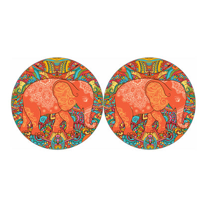 Indian Boho Hippie Elephant Print Car Coasters