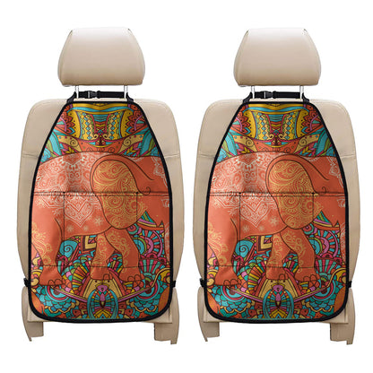 Indian Boho Hippie Elephant Print Car Seat Organizers