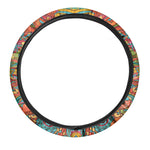 Indian Boho Hippie Elephant Print Car Steering Wheel Cover