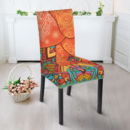 Indian Boho Hippie Elephant Print Dining Chair Slipcover