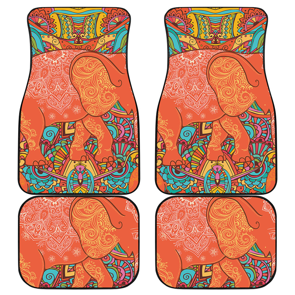 Indian Boho Hippie Elephant Print Front and Back Car Floor Mats