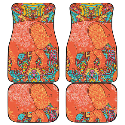 Indian Boho Hippie Elephant Print Front and Back Car Floor Mats