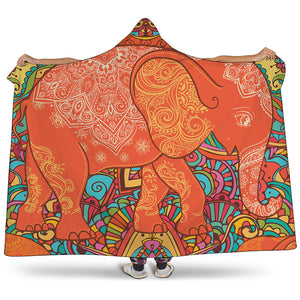 Indian Boho Hippie Elephant Print Hooded Blanket