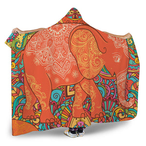 Indian Boho Hippie Elephant Print Hooded Blanket