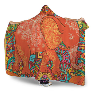 Indian Boho Hippie Elephant Print Hooded Blanket