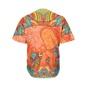 Indian Boho Hippie Elephant Print Men's Baseball Jersey