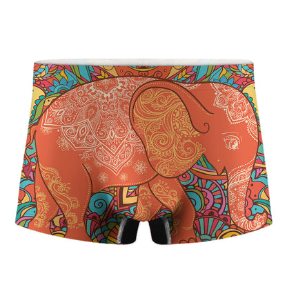 Indian Boho Hippie Elephant Print Men's Boxer Briefs