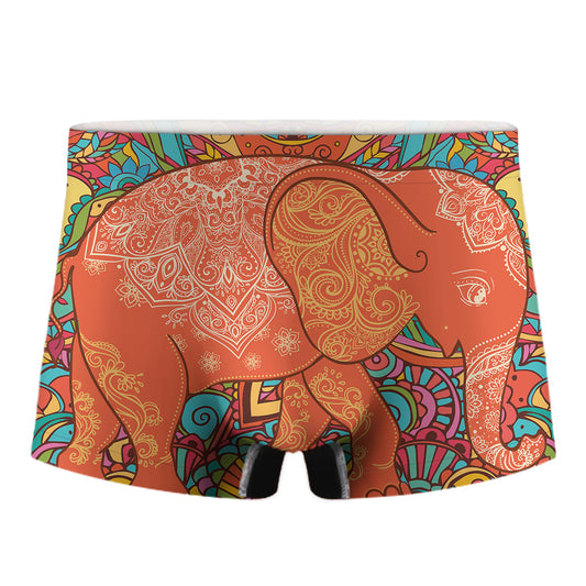 Indian Boho Hippie Elephant Print Men's Boxer Briefs
