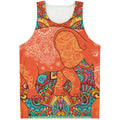 Indian Boho Hippie Elephant Print Men's Tank Top