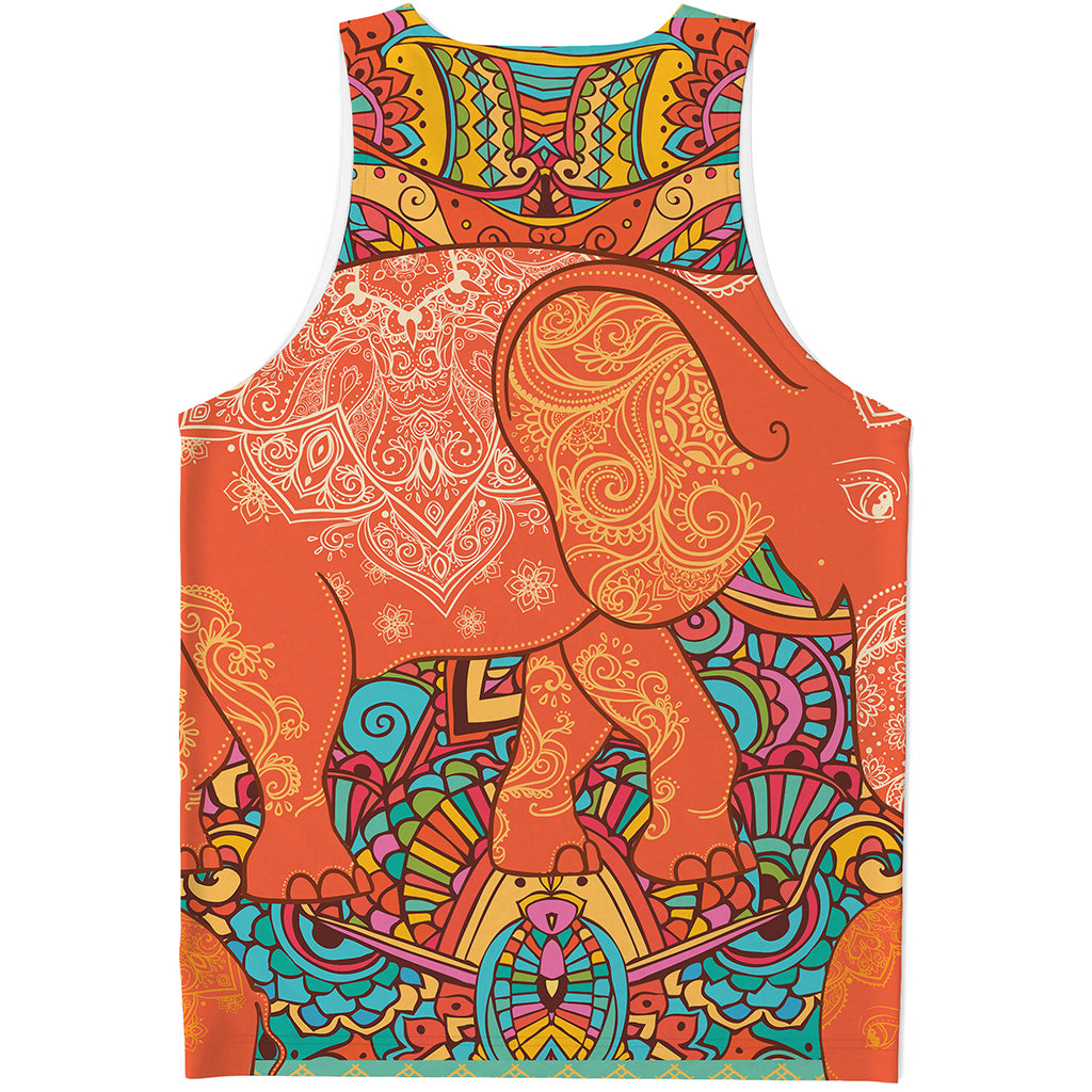 Indian Boho Hippie Elephant Print Men's Tank Top