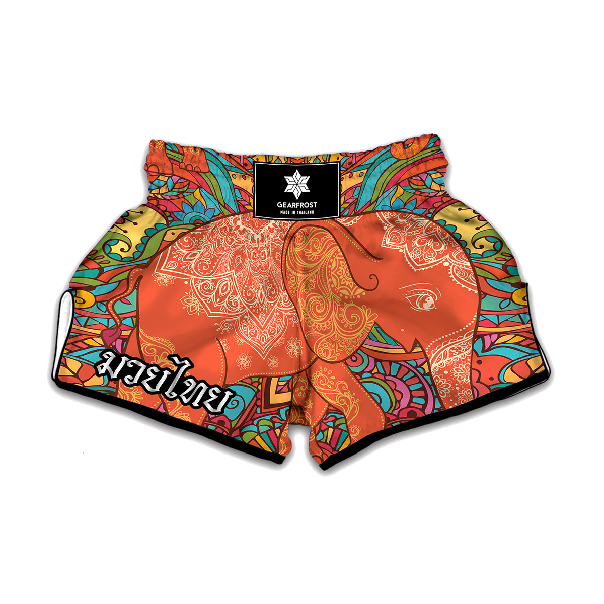 Indian Boho Hippie Elephant Print Muay Thai Boxing Shorts