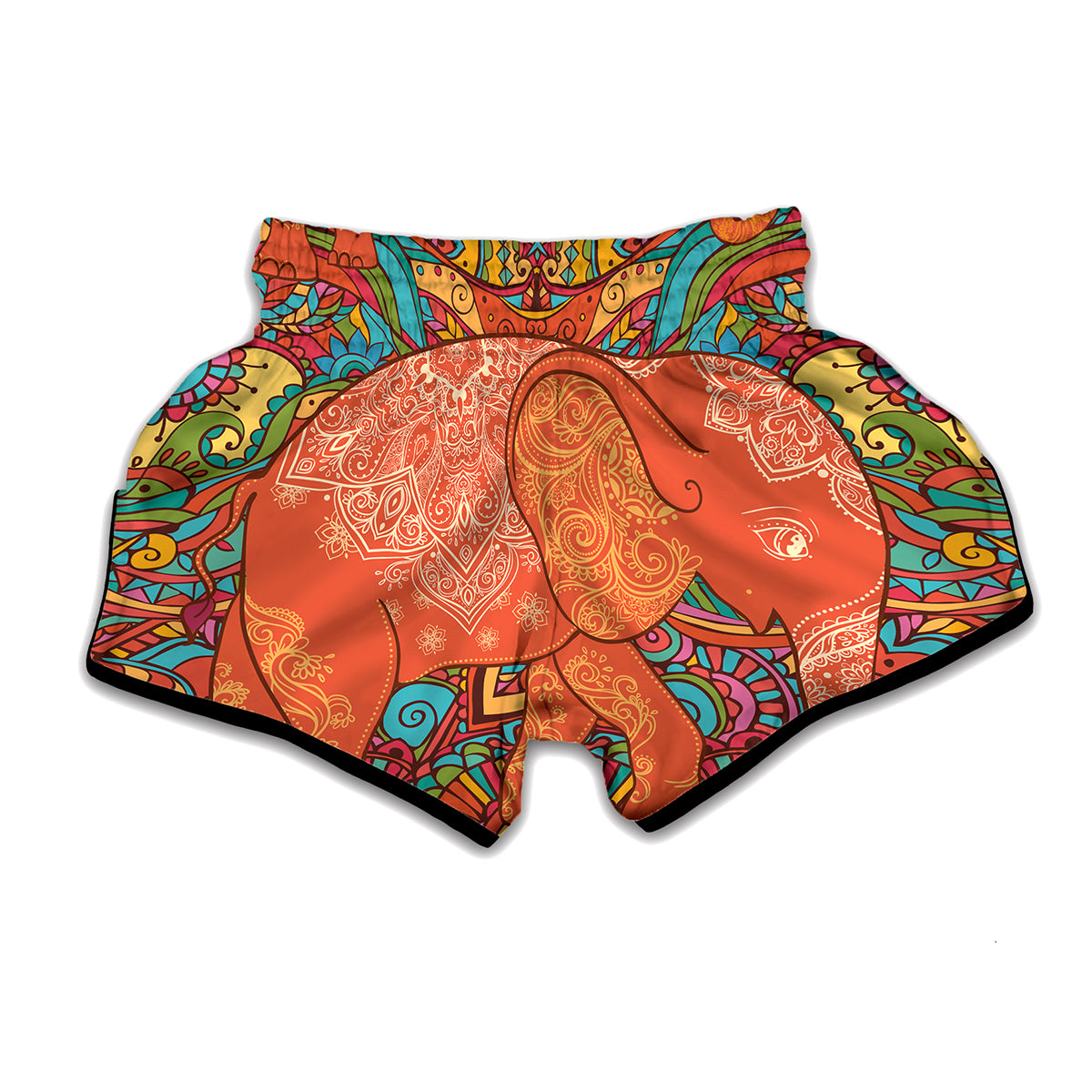 Indian Boho Hippie Elephant Print Muay Thai Boxing Shorts