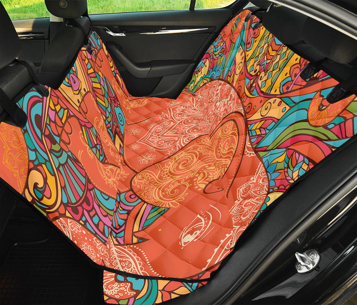 Indian Boho Hippie Elephant Print Pet Car Back Seat Cover