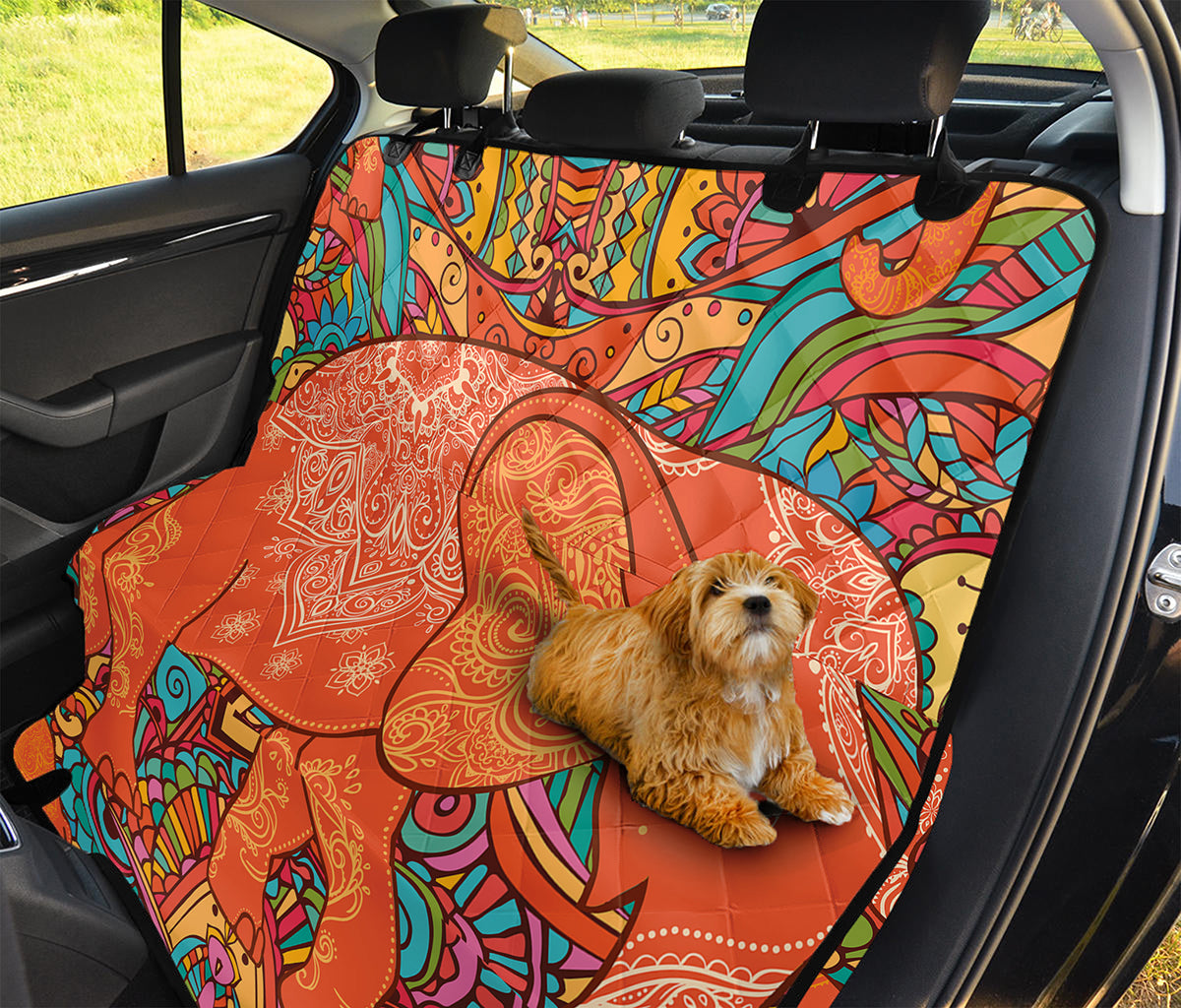 Indian Boho Hippie Elephant Print Pet Car Back Seat Cover