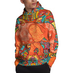 Indian Boho Hippie Elephant Print Pullover Hoodie