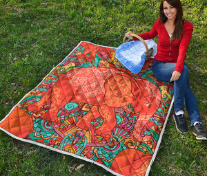 Indian Boho Hippie Elephant Print Quilt