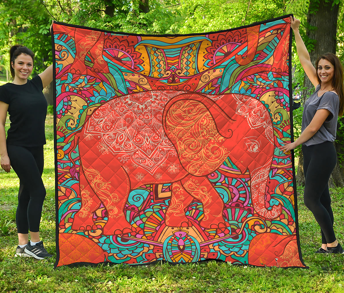 Indian Boho Hippie Elephant Print Quilt