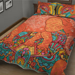 Indian Boho Hippie Elephant Print Quilt Bed Set