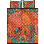 Indian Boho Hippie Elephant Print Quilt Bed Set