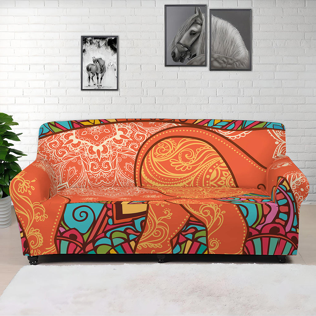 Indian Boho Hippie Elephant Print Sofa Cover
