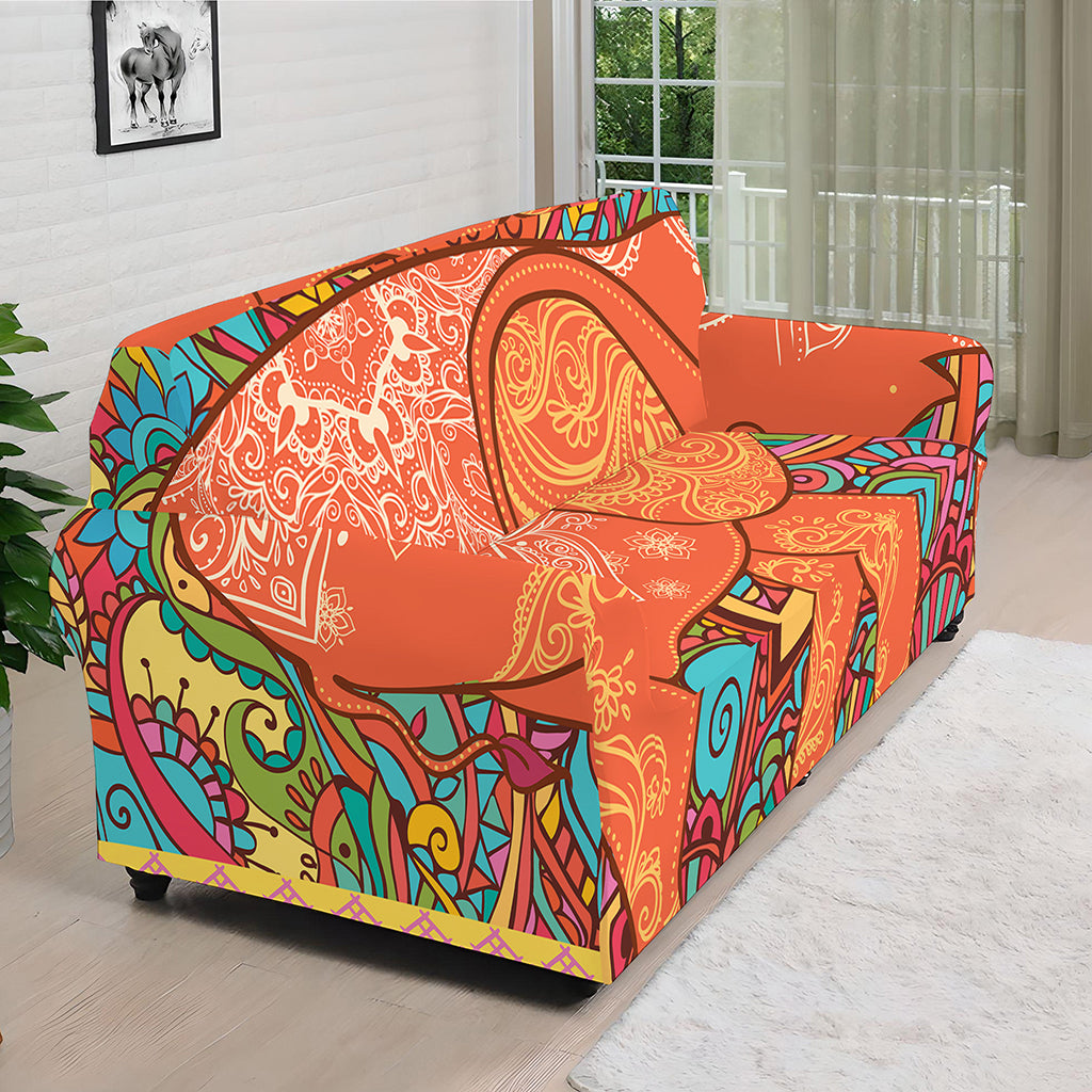Indian Boho Hippie Elephant Print Sofa Cover