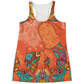 Indian Boho Hippie Elephant Print Women's Racerback Tank Top