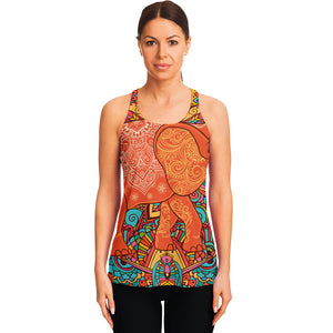 Indian Boho Hippie Elephant Print Women's Racerback Tank Top