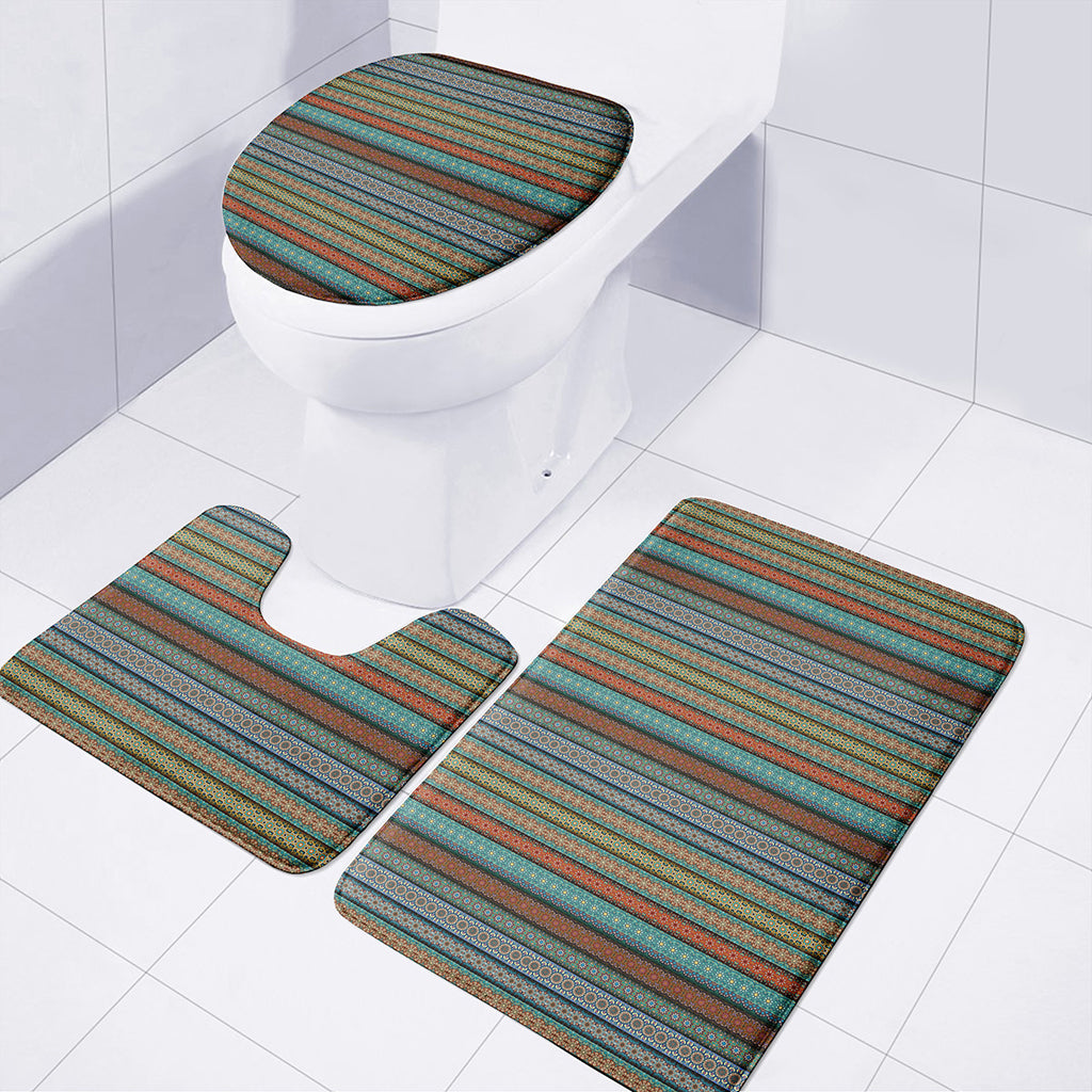 Indian Ethnic Pattern Print 3 Piece Bath Mat Set