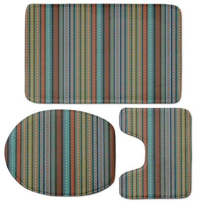 Indian Ethnic Pattern Print 3 Piece Bath Mat Set
