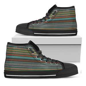 Indian Ethnic Pattern Print Black High Top Shoes