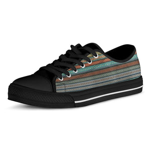 Indian Ethnic Pattern Print Black Low Top Shoes