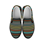 Indian Ethnic Pattern Print Black Slip On Shoes