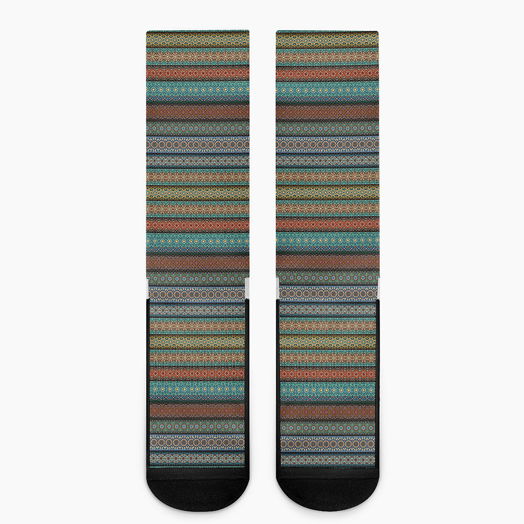 Indian Ethnic Pattern Print Crew Socks
