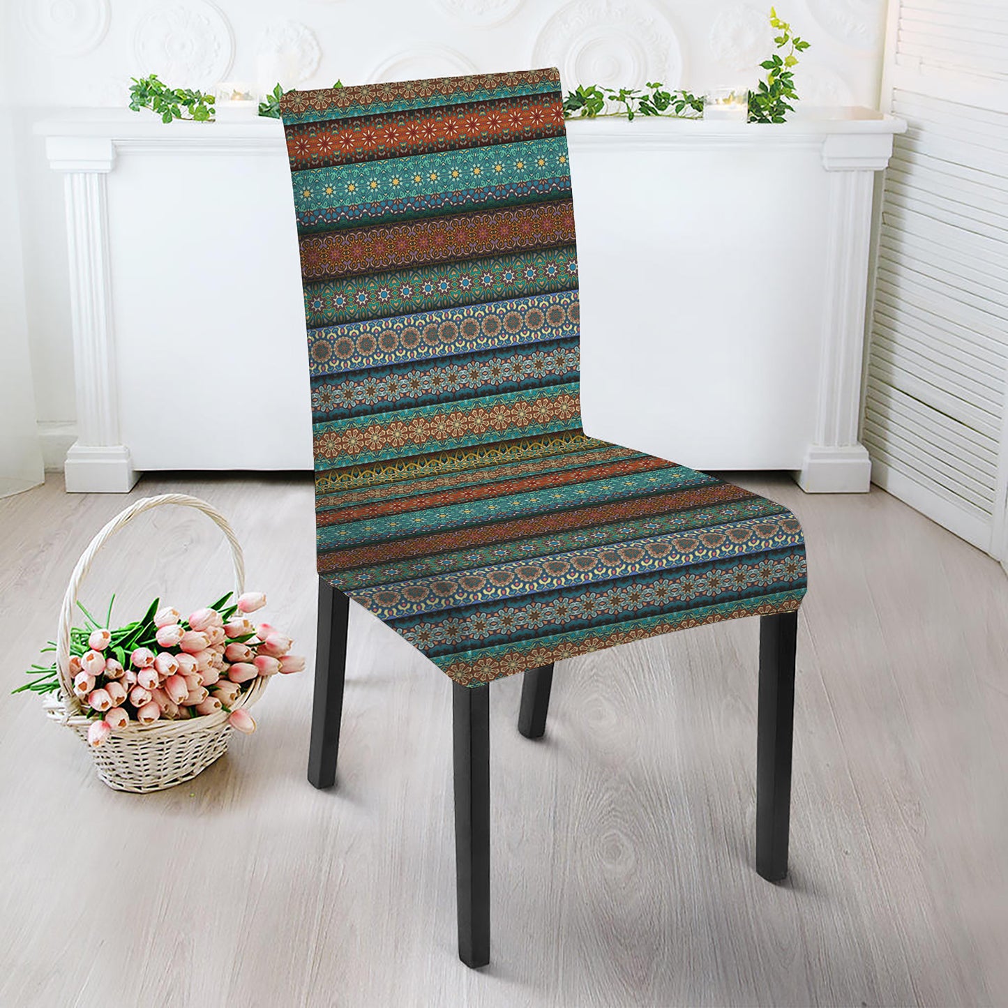 Indian Ethnic Pattern Print Dining Chair Slipcover