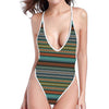 Indian Ethnic Pattern Print One Piece High Cut Swimsuit