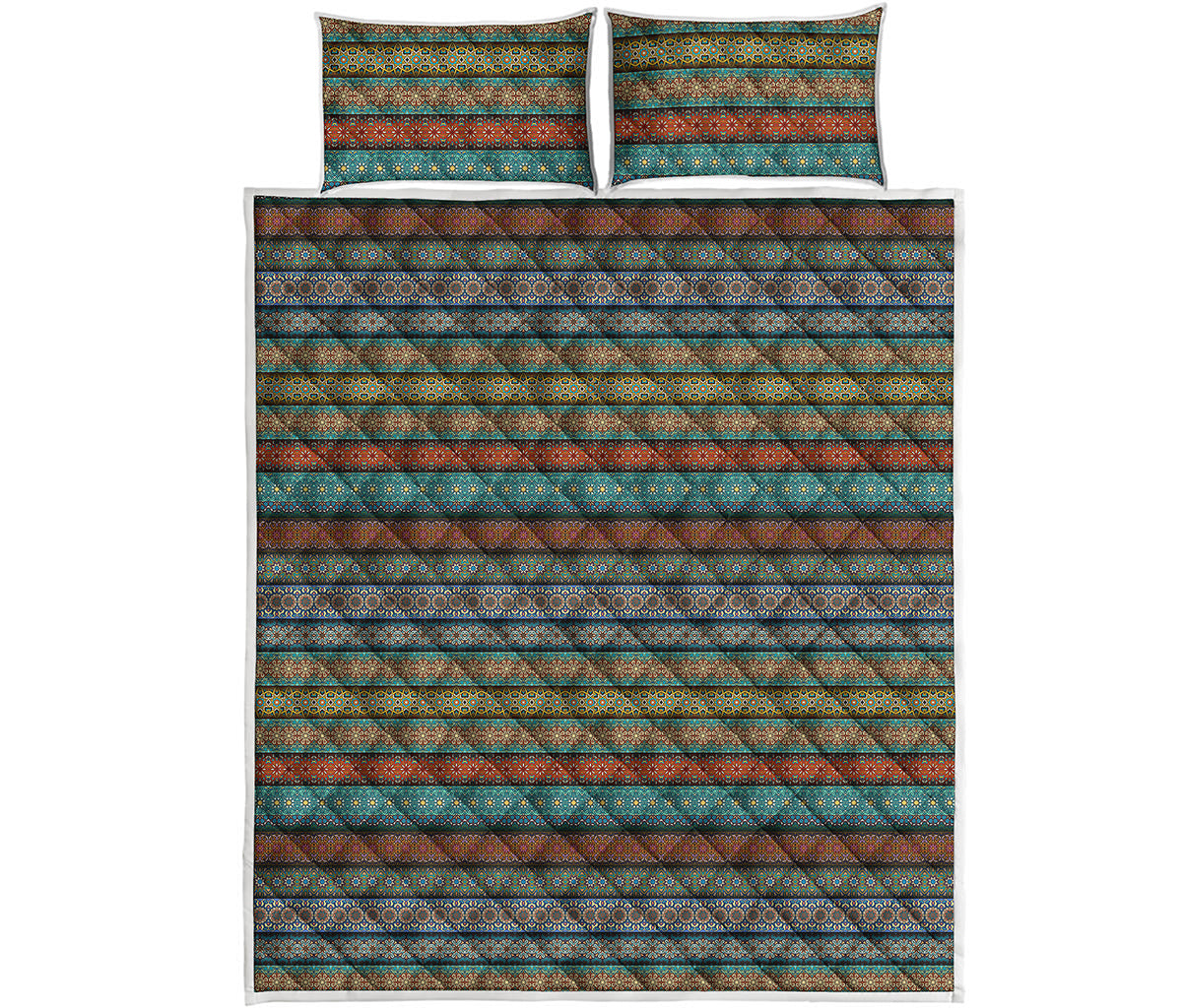 Indian Ethnic Pattern Print Quilt Bed Set